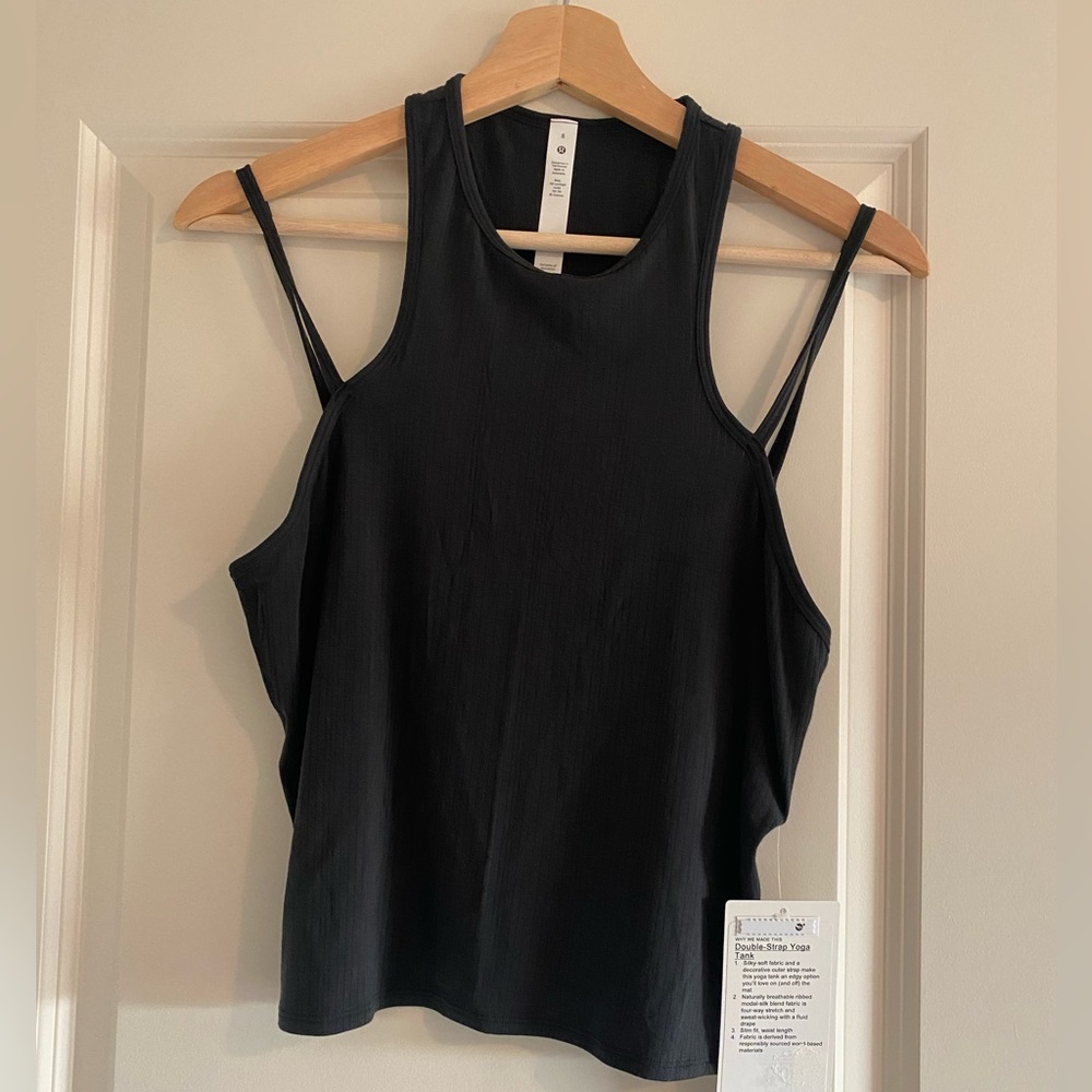 Lululemon Double-Strap Yoga Tank Top Black Size 8 New Modal Silk